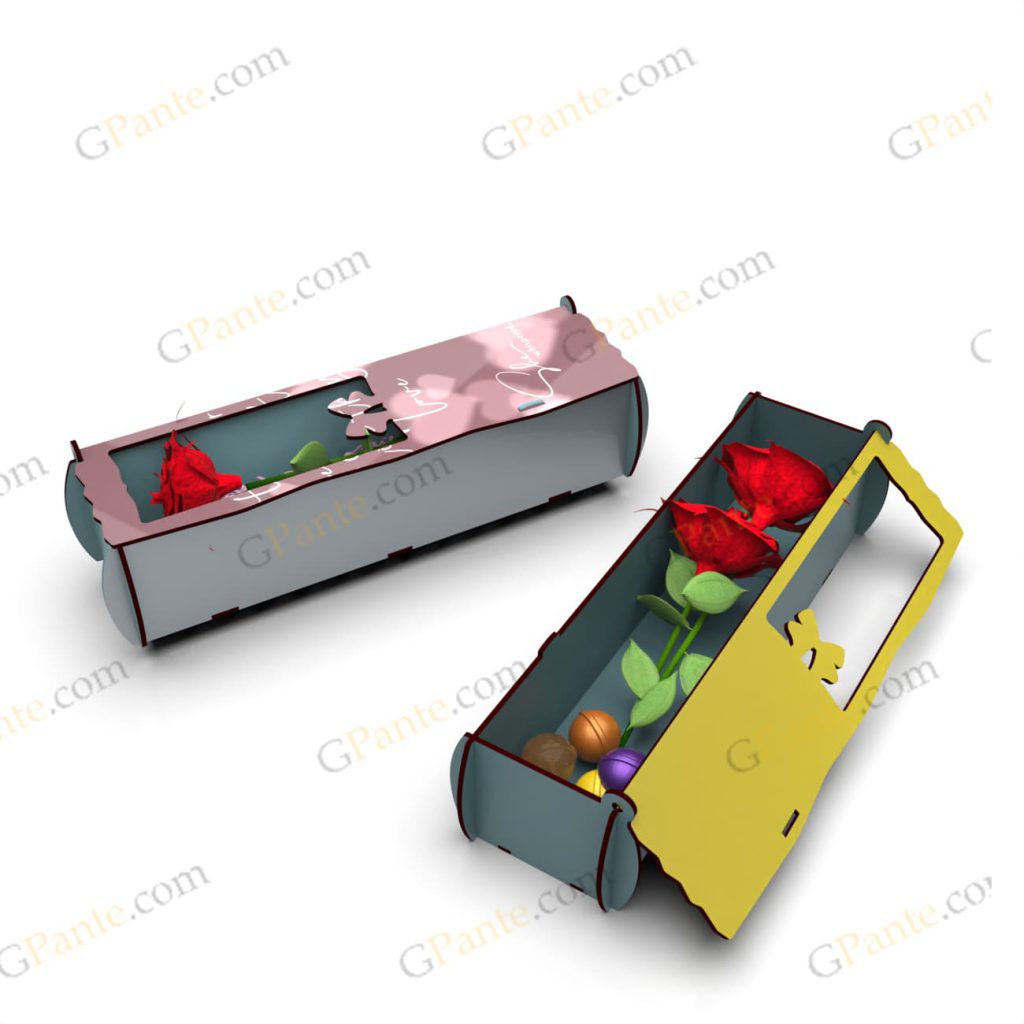 فایل لیزر جعبه گل مستطیل