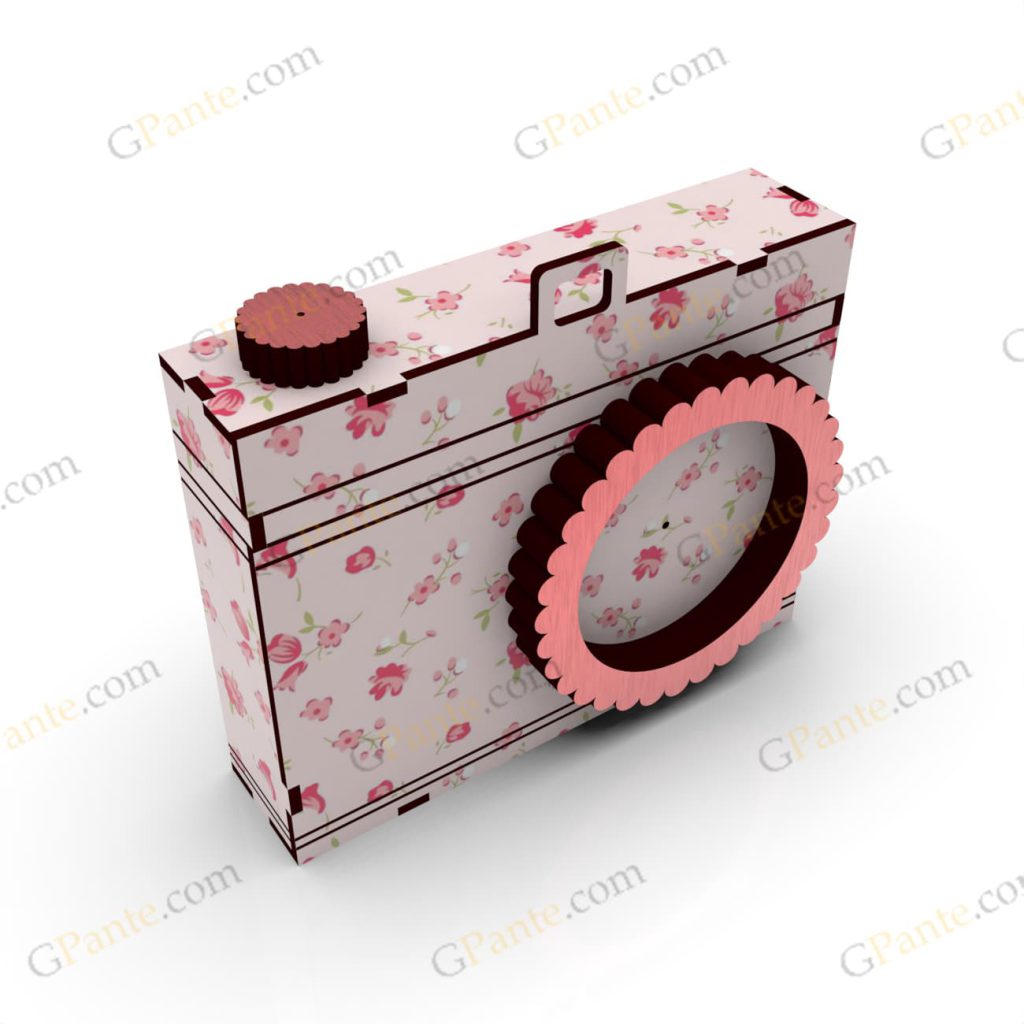 طرح لیزری باکس کادویی مدل دوربین عکاسی