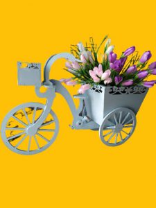 طرح لیزر رایگان سبد گل سه چرخه ای