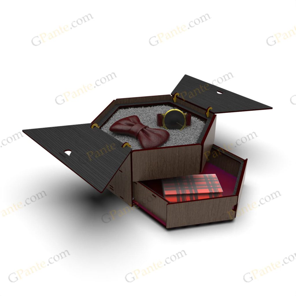 فایل کورل جعبه هدیه 6 ضلعی مدل رامتین
