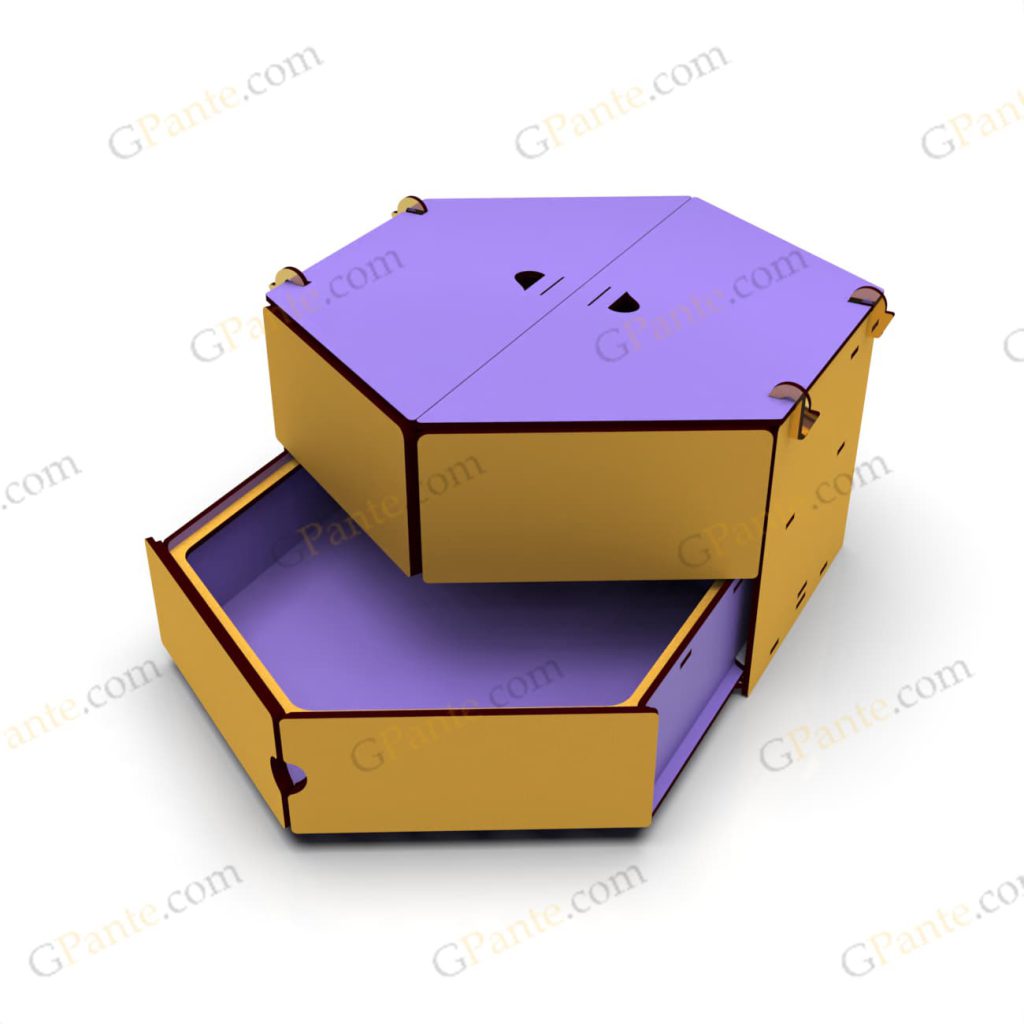 فایل لیزر جعبه هدیه 6 ضلعی مدل رامتین