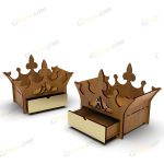 طرح برش لیزر باکس گل روز مادر تاج شکل