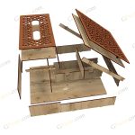 نمای ۲ باکس پذیرایی و دستمال استار - فایل برش لیزر