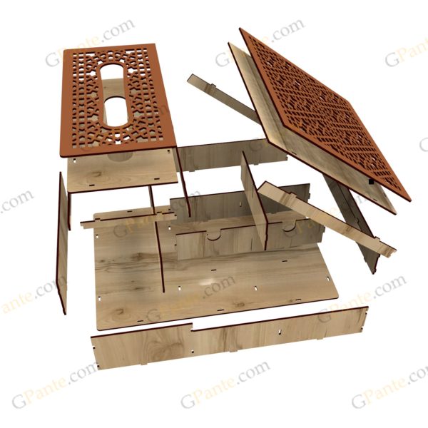 نمای ۲ باکس پذیرایی و دستمال استار - فایل برش لیزر