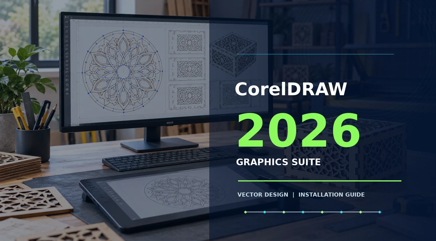 تصویر شاخص CorelDRAW 2026 با محیط طراحی برداری و عنوان نسخه ۲۰۲۶